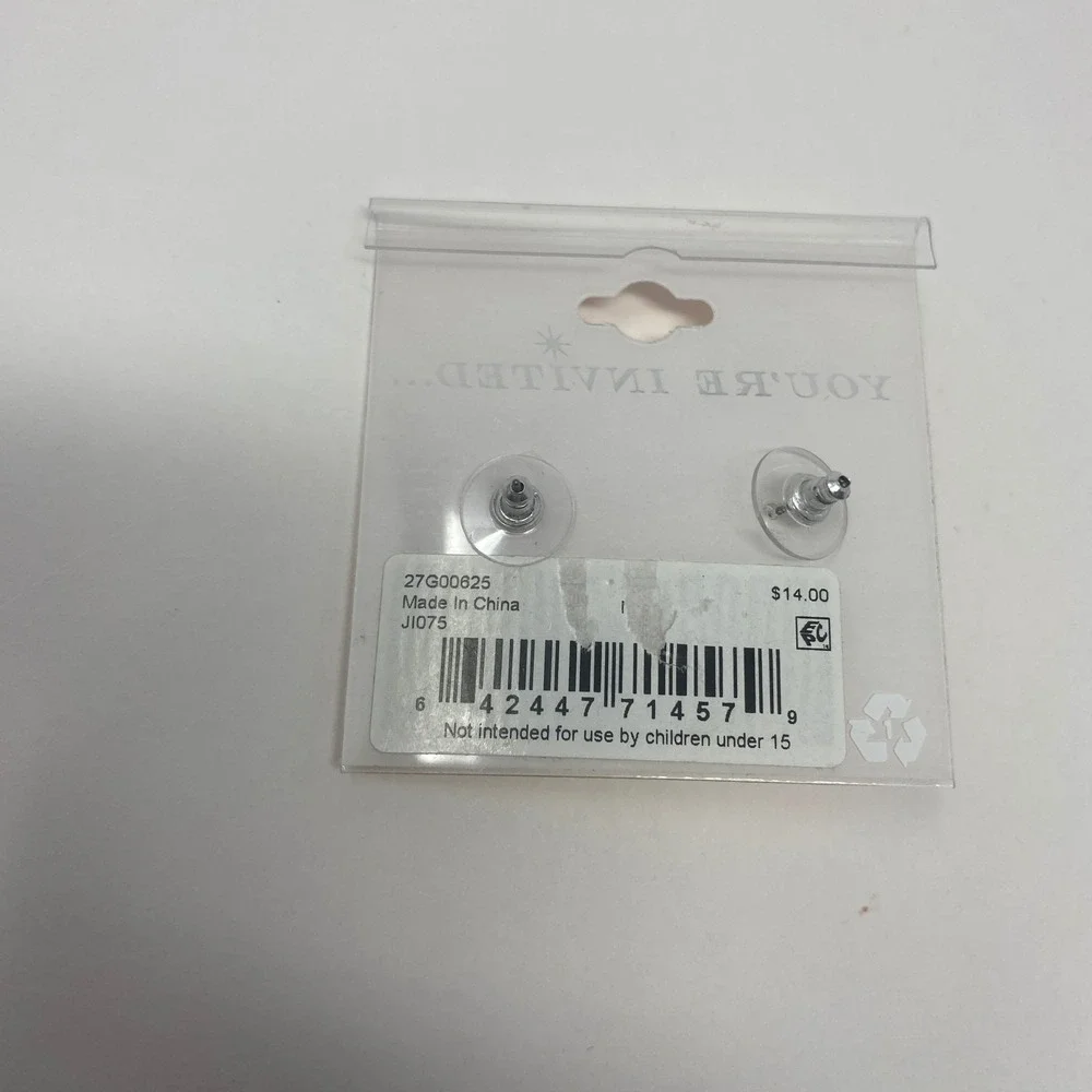 Sparkling Clear Dangle Stud Earrings‎ Silver Tone Fashion Jewelry Round Cut